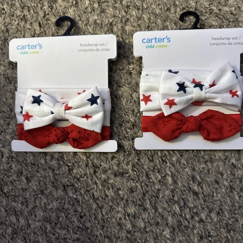 Lot Of 2 Packs Carters Baby Girl Headbands) Total 4 New